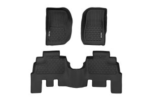 Jeep Wrangler Unlimited Floor Mats - Front + Rear - Rough Country - Flex-Fit - '14-'18 Jeep Wrangler Unlimited Floor Mats - Front + Rear - Rough Country - Flex-Fit - '14-'18